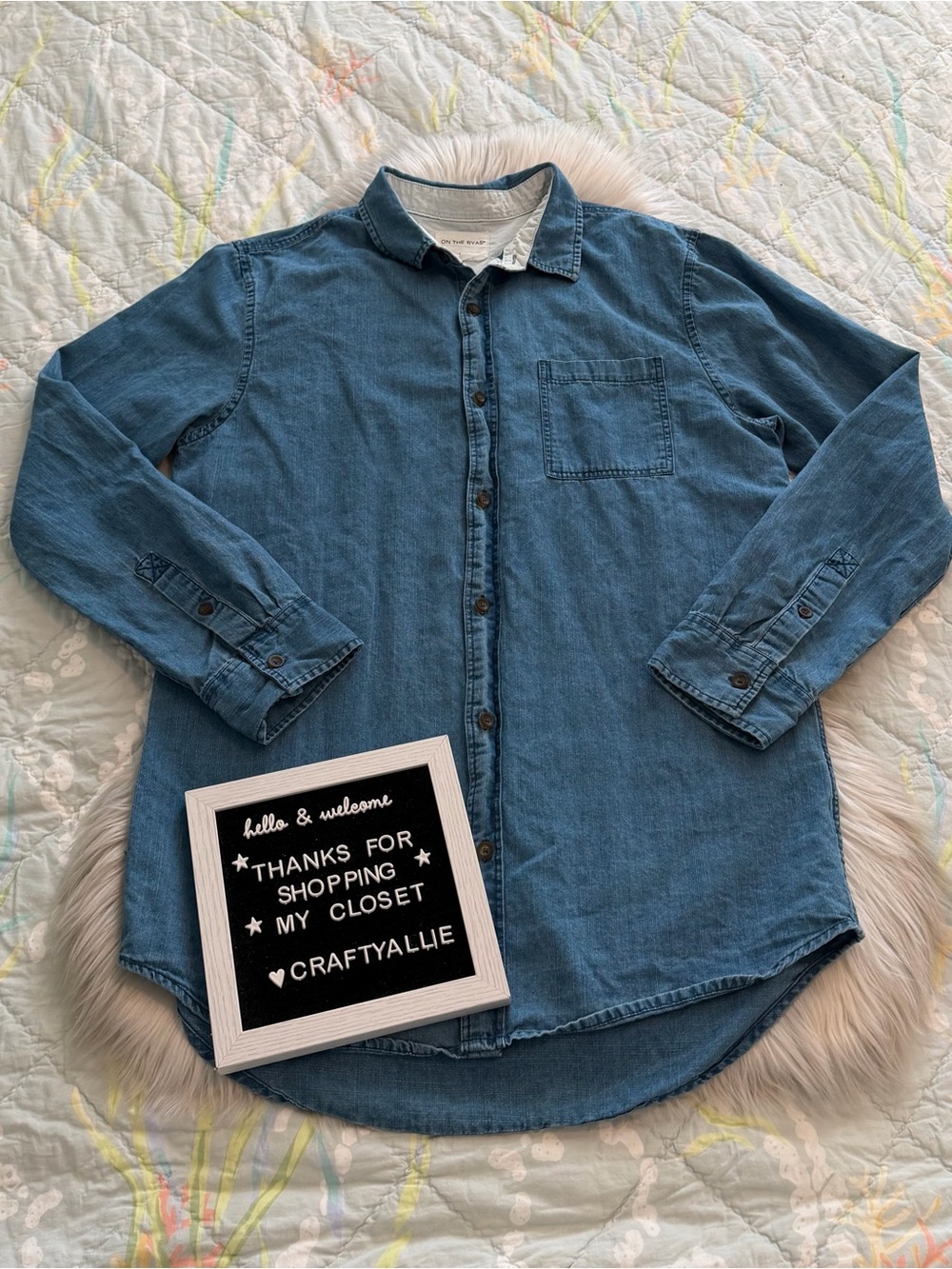 on the byas Washed Blue Chambray Button-Up Shirt | Men’s Large